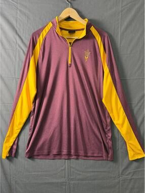 Colosseum Arizona State Sun Devils Quarter Zip Pullover L Maroon Gold ASU Pitchf